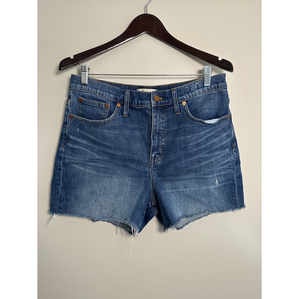 Madewell High-Rise Denim Shorts Women 30 Blue EUC Raw Hem Stretch F7019